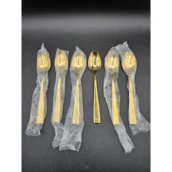 Cambridge Cali Gold Tone Spoons Teaspoons Set Of 6 - Picture 1 of 2